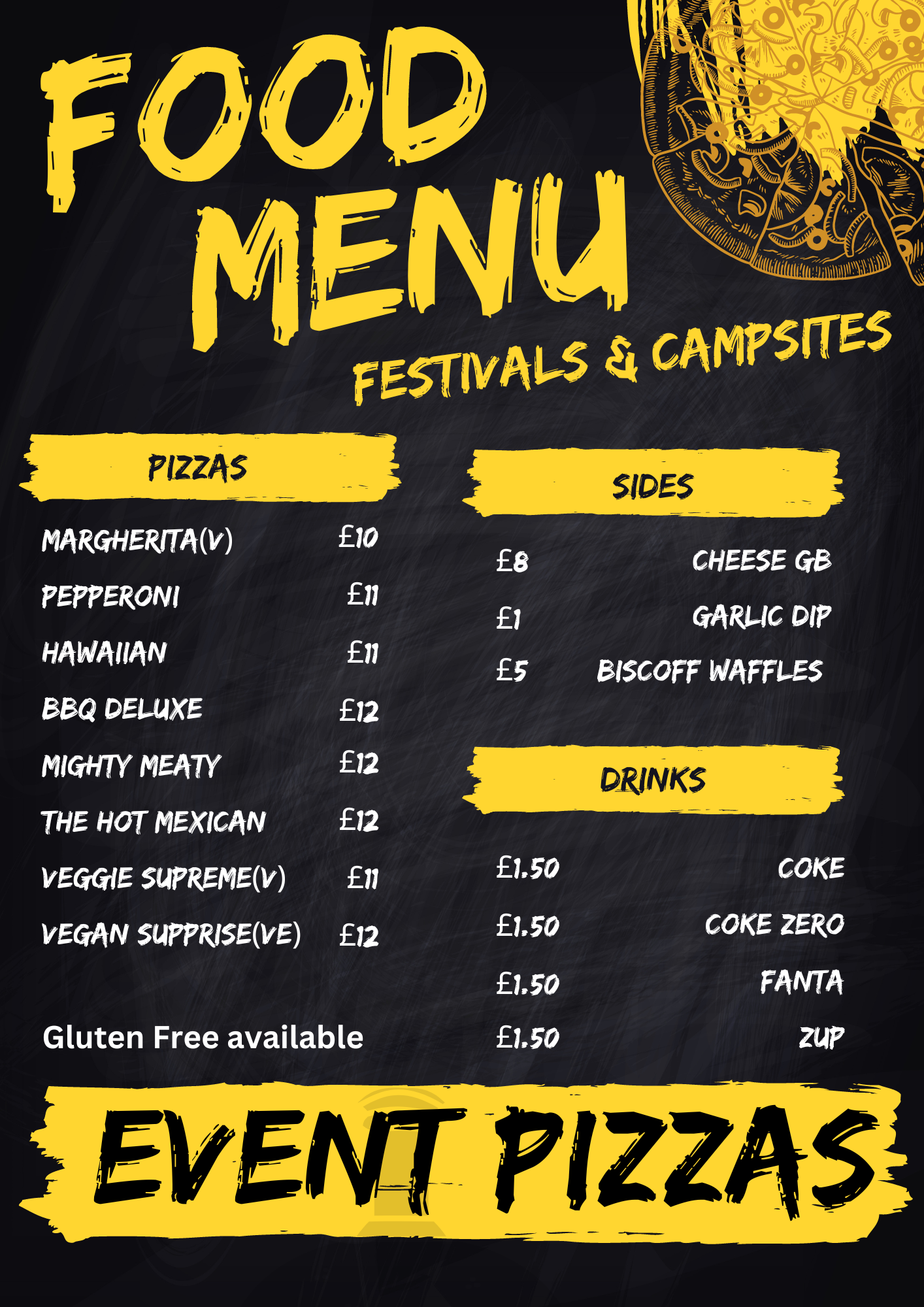 Pop Up Pizza Menu Event Pizzas